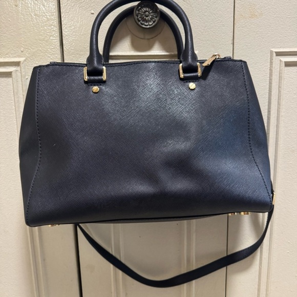 Michael Kors Black Leather Satchel with Gold MK Charm + Dust bag included - Picture 6 of 9